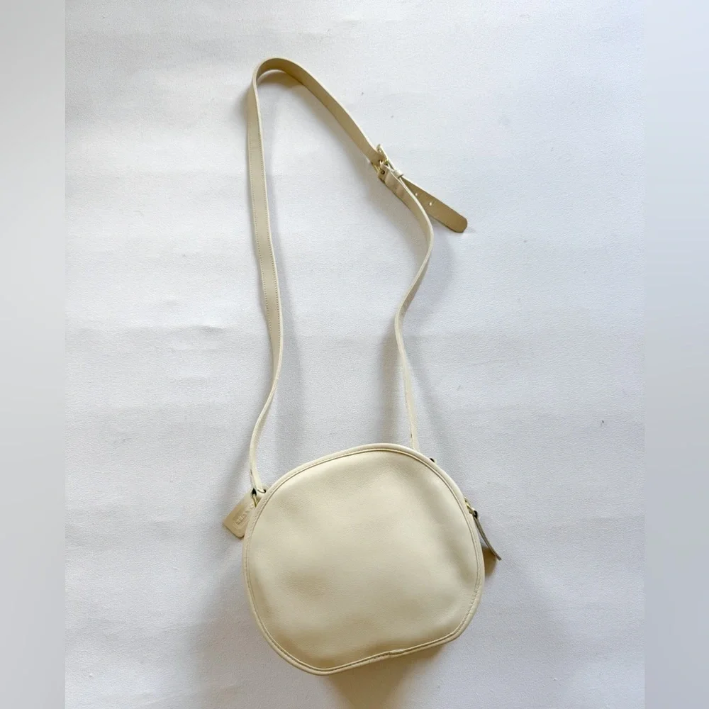 Coach Cream Leather Round Crossbody Bag
